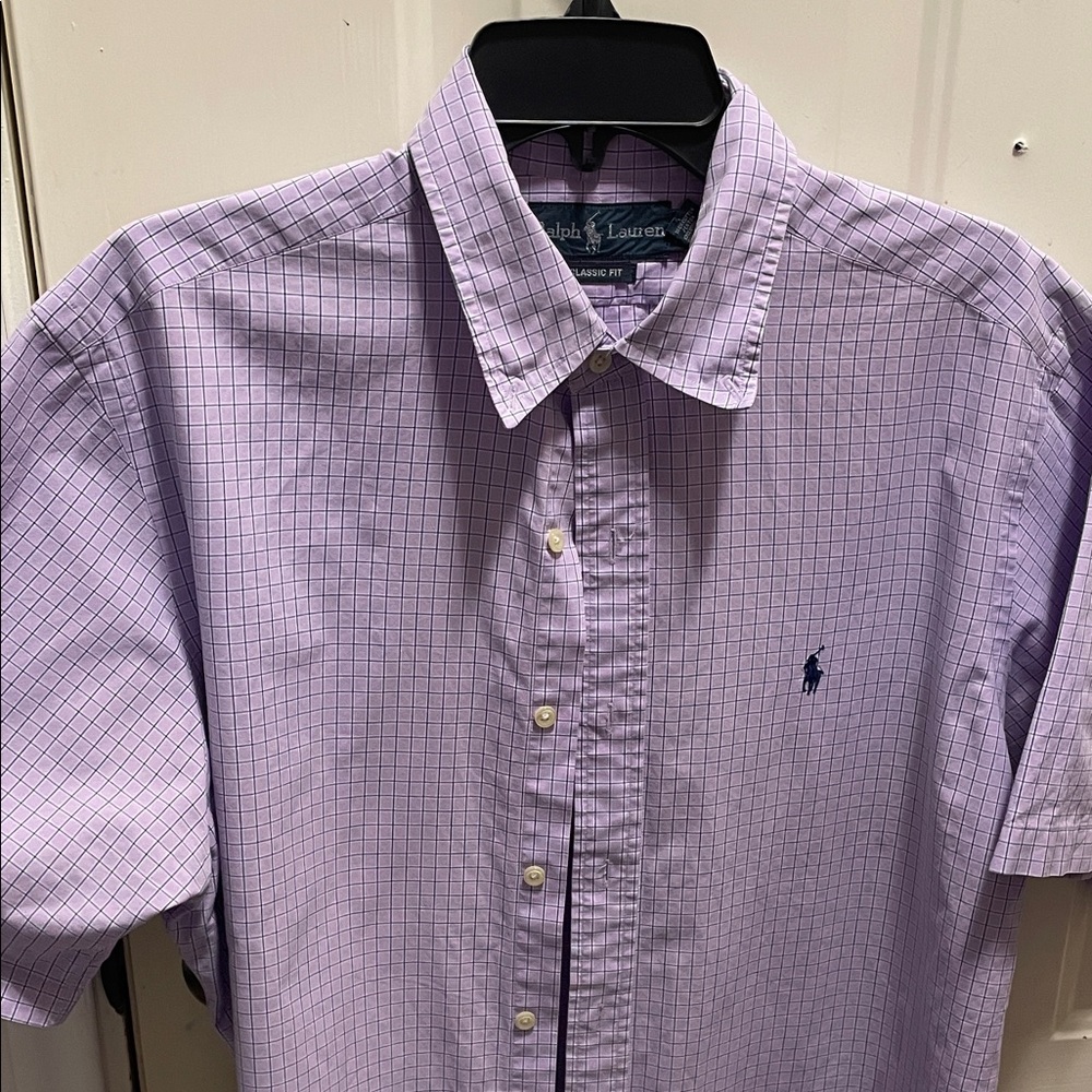 Ralph Lauren Men's Lavender Checkered Button Down Shirt